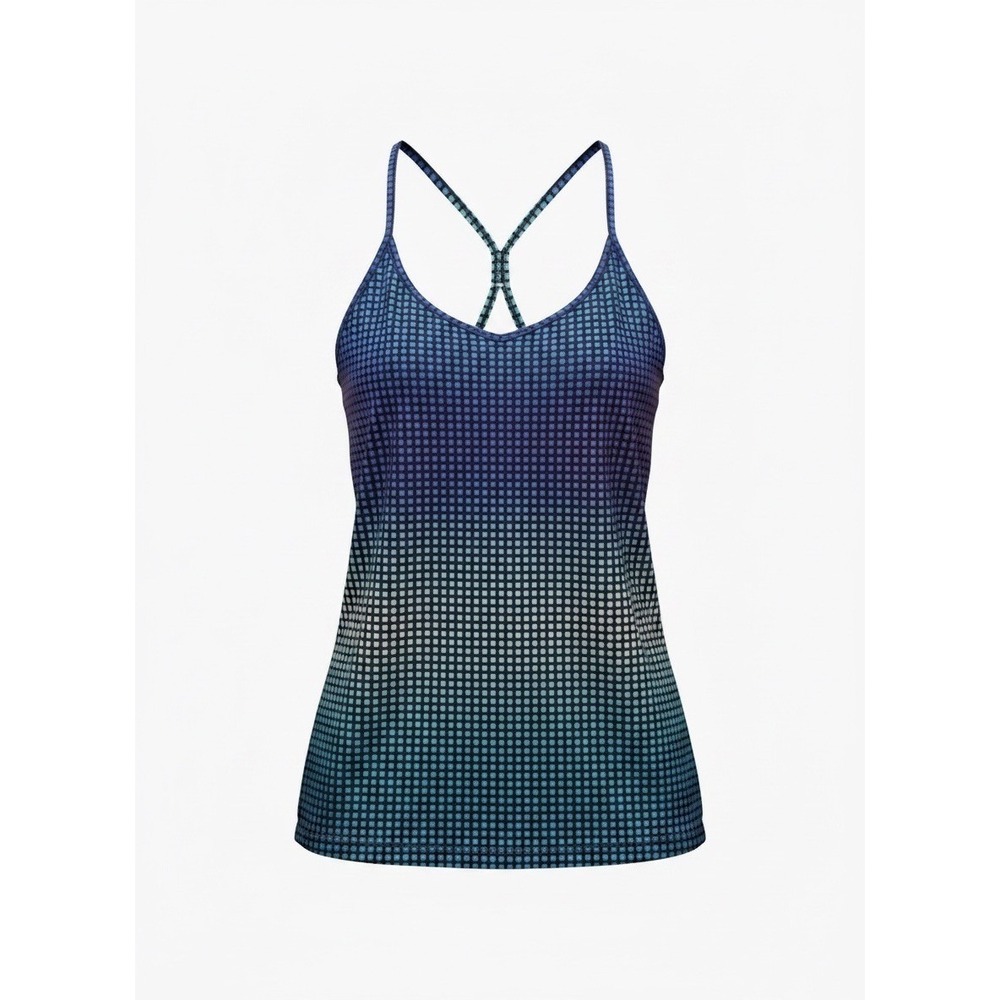 Lululemon Power Y Tank Top Blue Purple Ombre Polka Dot Built-in Bra Yoga, Size 8